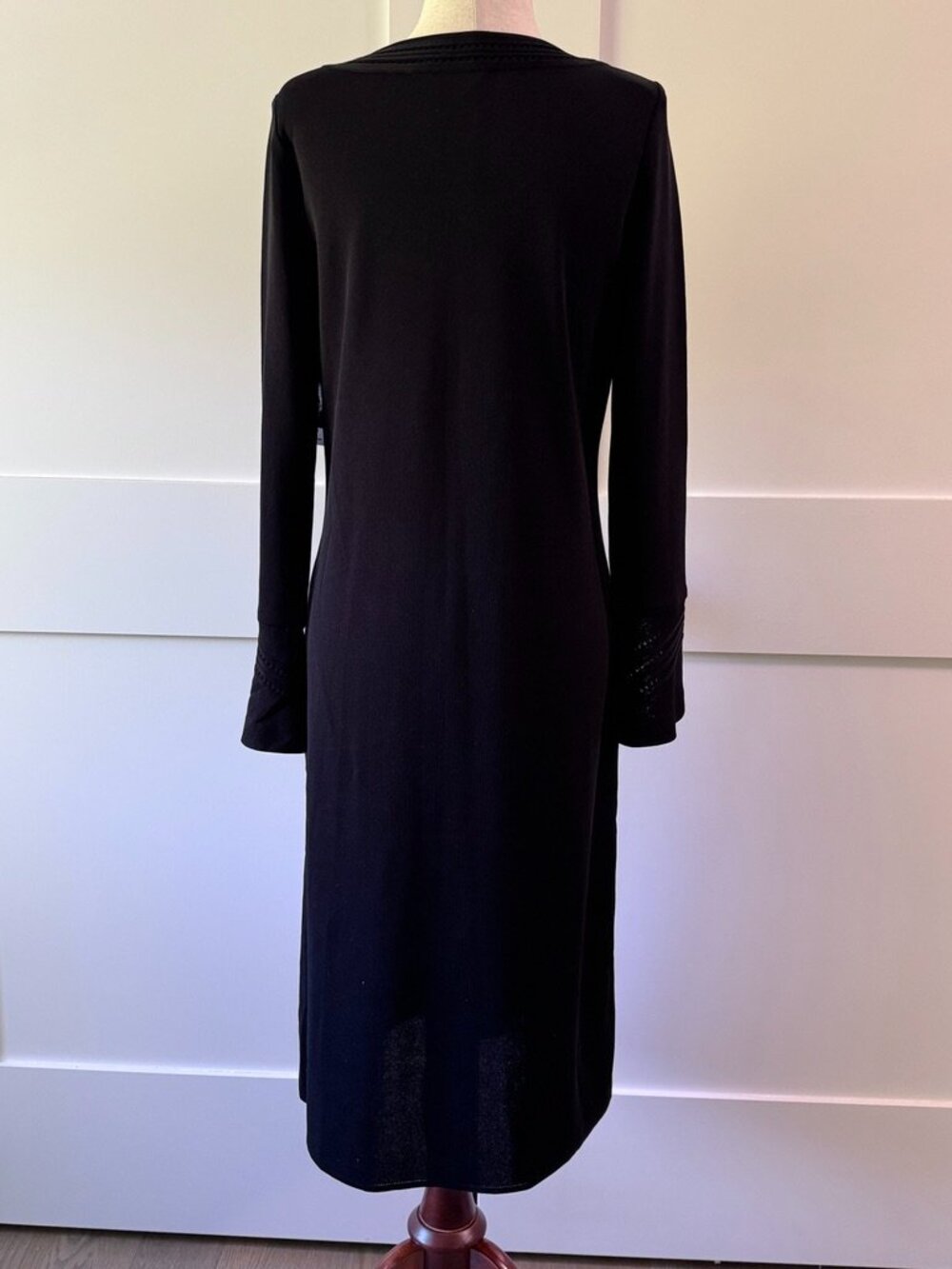 Misook Classic Black Flared Long Sleeve Knit Midi Dress, NWT, Never Worn,Size: S - Picture 5 of 12